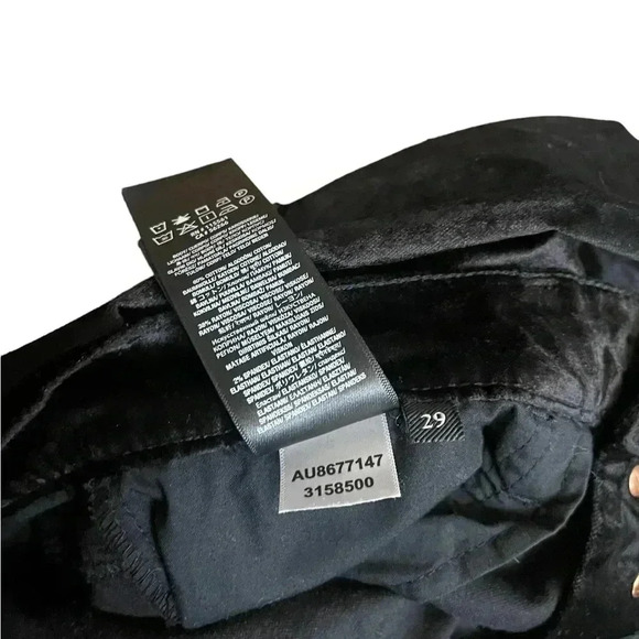 7 For All Mankind Women’s High Waisted Ankle Skinny Black Velvet Pants size 29 - Picture 14 of 16